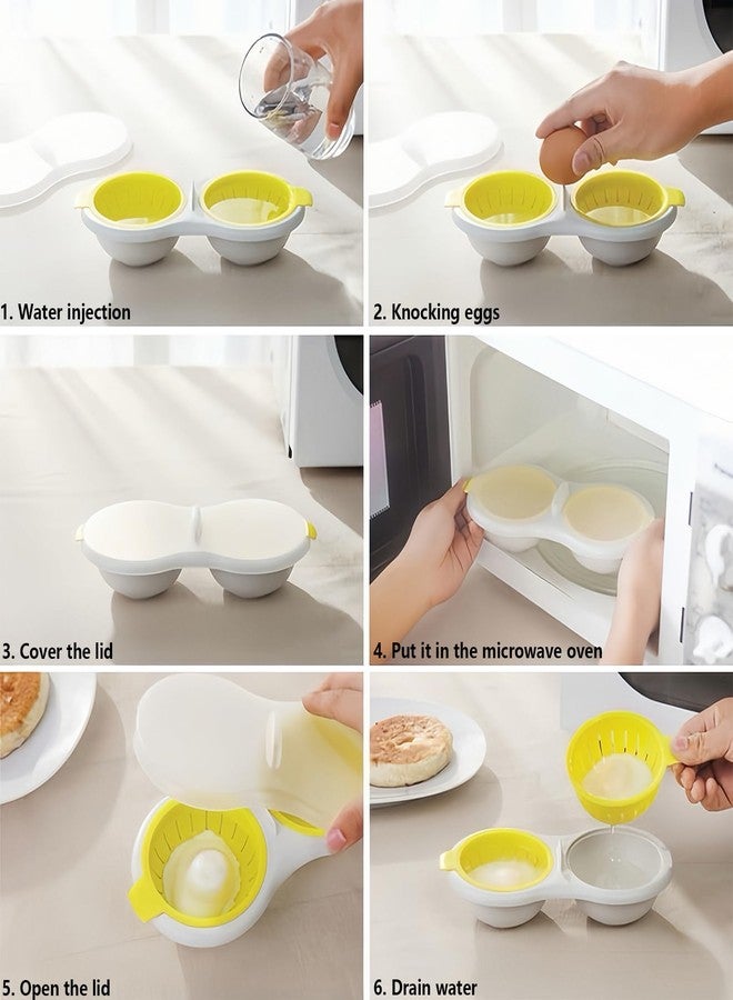 kfzhenqi Microwave Egg Poacher,2 Cavity Eggs Poacher, Microwave egg cooker with Lid,Double Layer Microwave Boiled Eggs Maker for Egg McMuffin Hamburg Breakfast Sandwiches,Easy to cook and clean (blue) - Image 4